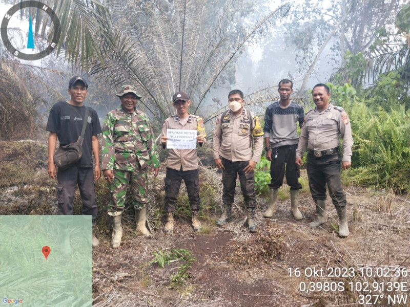 Kompak, Babinsa 03/Tpl Dan Bhabinkamtibmas Lakukan Pengecekan Titik Hotspot