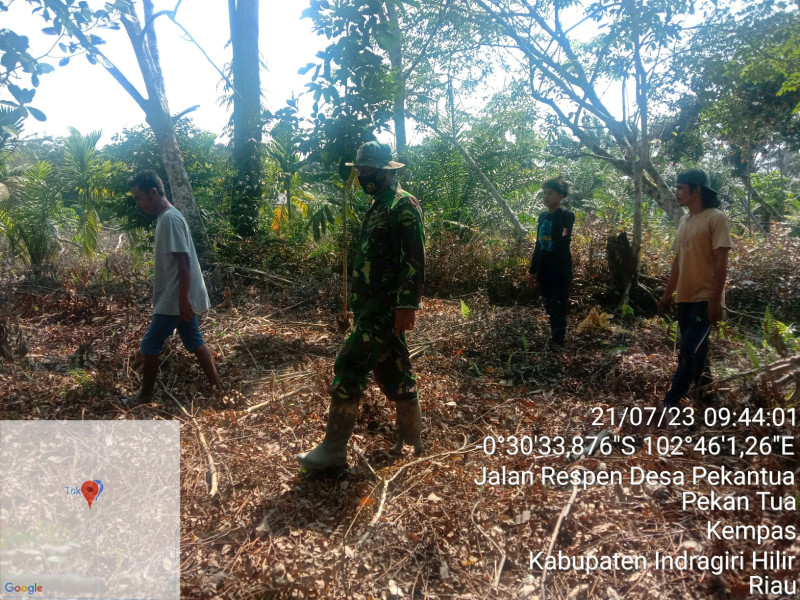 Babinsa 03/Tpl Serma W. Ardian Intens Lakukan patroli antisipasi Karhutla di Desa Binaan