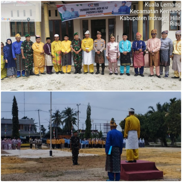 Peringati HUT RIAU ke 67, Danpos Koramil 03/Tpl Jadi Komandan Upacara