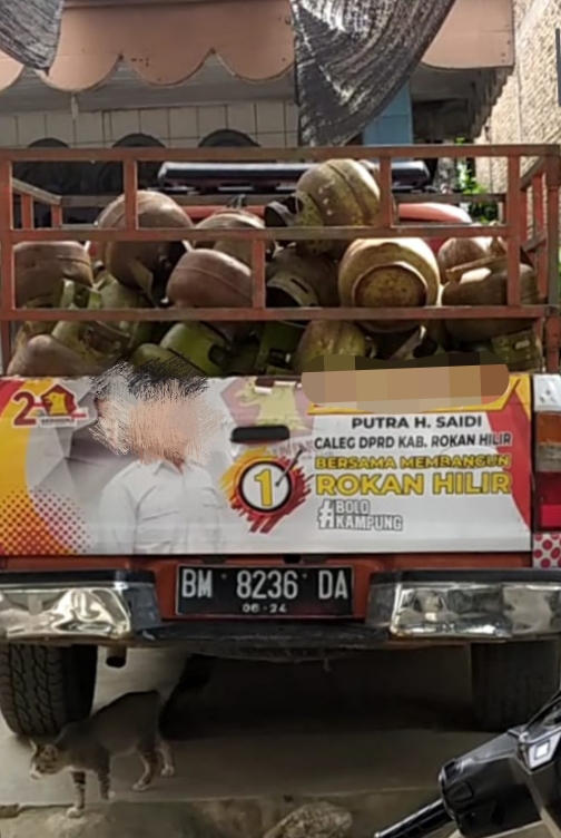 Mobil Branding Caleg DPRD Rohil Angkut Elpiji 3 Kg Subsidi, Dikonfirmasi Malah Kirim Stiker Capres