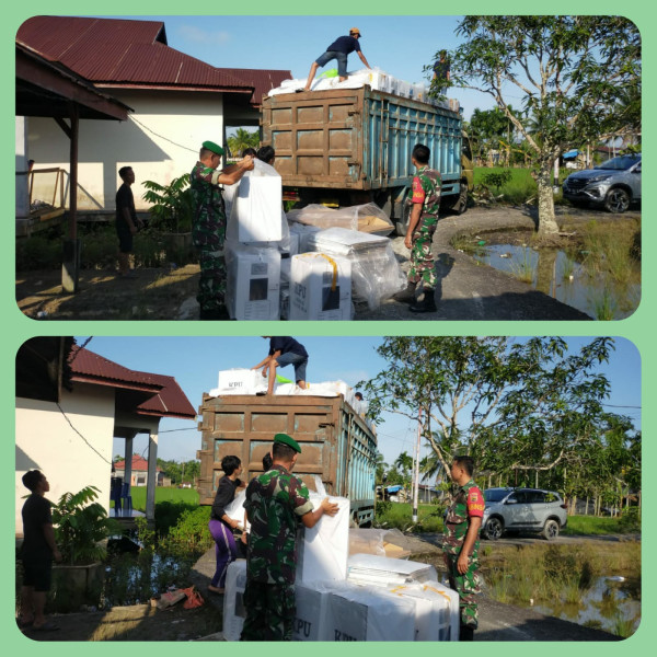 Danpos Ramil Sungai Batang Pelda Nofiandi Lakukan Pengawalan dan Pengamanan Logistik Dari PPK ke Gudang KPU