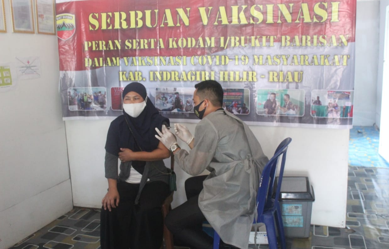 Sukseskan Program Serbuan Vaksin, Kodim 0314/Inhil Gelar Vaksinasi Tahap I