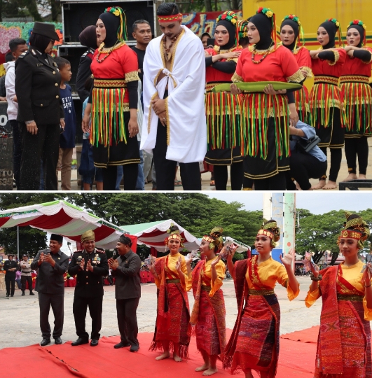 Upacara dan Syukuran Hari Bhayangkara ke-77 Polres Inhu Tampilkan Beragam Seni Budaya