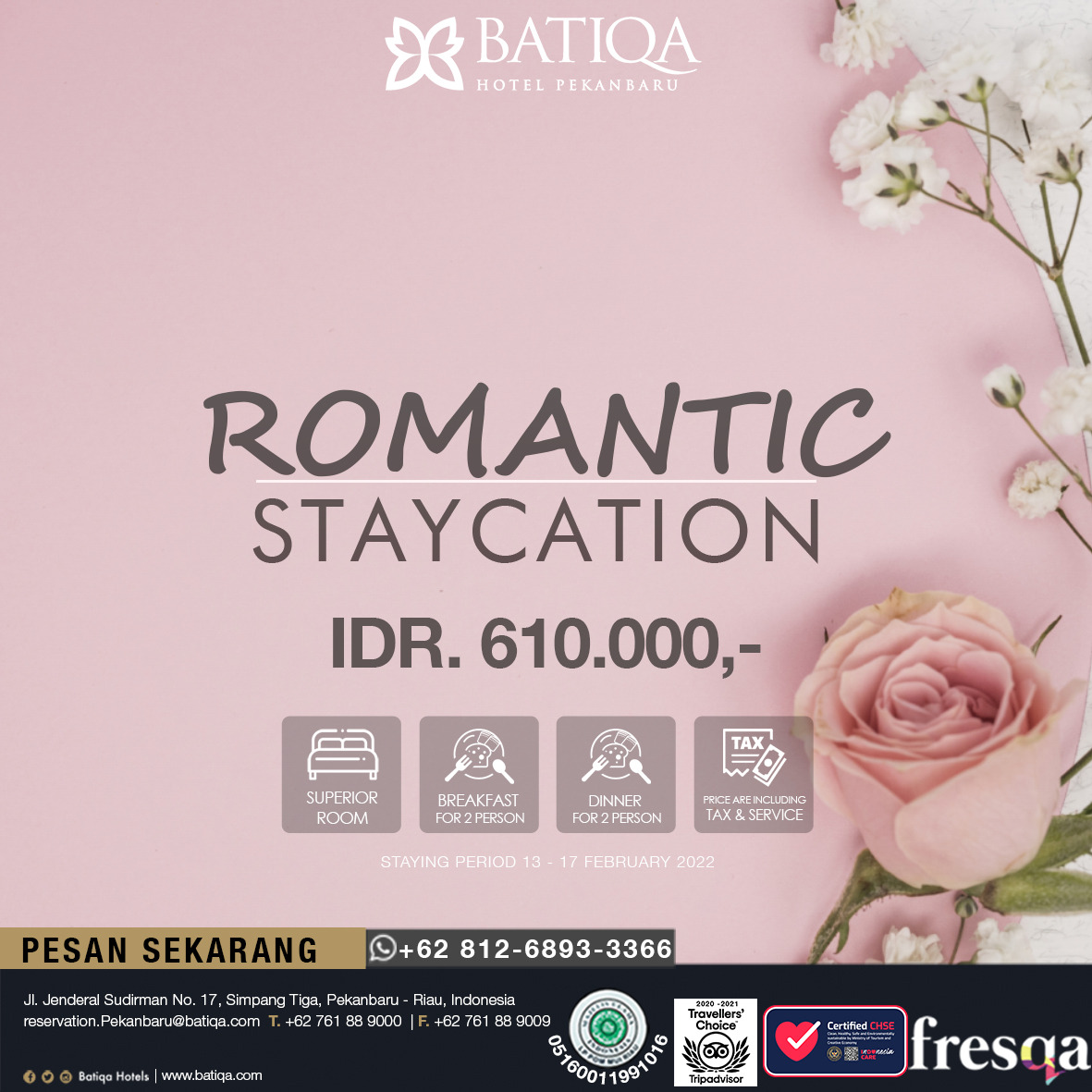 Promo Romantic Staycation Nih, Nikmatin Suasana Romantis di BATIQA Hotel Pekanbaru