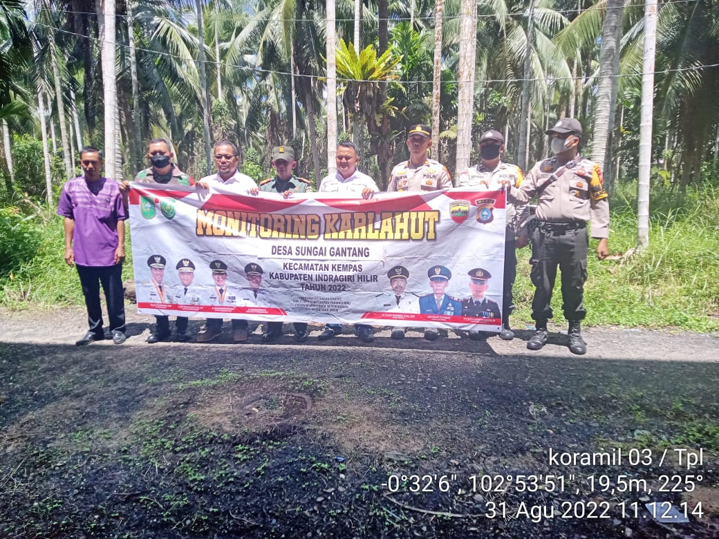 Danramil 03/Tempuling Dan Tim Gabungan Lakukan Monitoring dan Imbauan Karhutla Di Desa Sungai Gantang