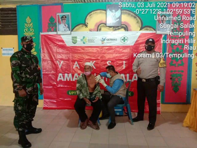 Babinsa 03/Tempuling Kembali Pantau Vaksinasi Covid 19 Untuk Lansia dan Pelayan Publik
