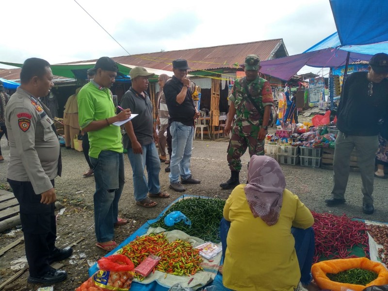 Pasca Lebaran Idul Fitri 1446 H, Babinsa Koramil 03/Tempuling Monitoring Harga Sembako