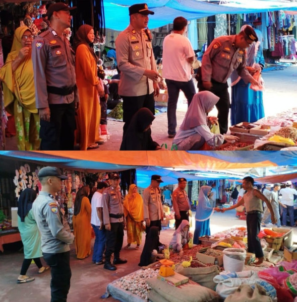 Pastikan Situasi Kamtibmas Tetap Kondusif Kapolsek Gas Beserta Anggota Patroli di Pasar Teluk Pinang