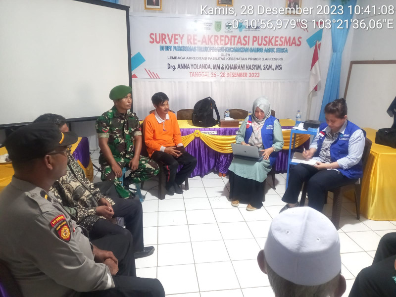 Babinsa Koramil/05 GAS Hadiri Kegiatan Re-Akreditasi Puskesmas Di Kelurahan Teluk Pinang