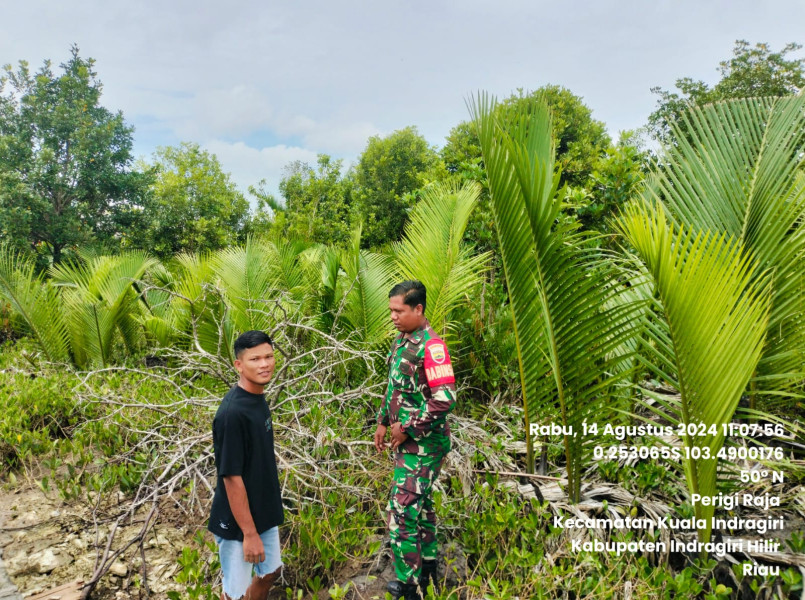 Babinsa Koramil 04/Kuindra Cegah Kebakaran Hutan dan Lahan di Wilayah Lingkungan Sekitar Dengan Warga