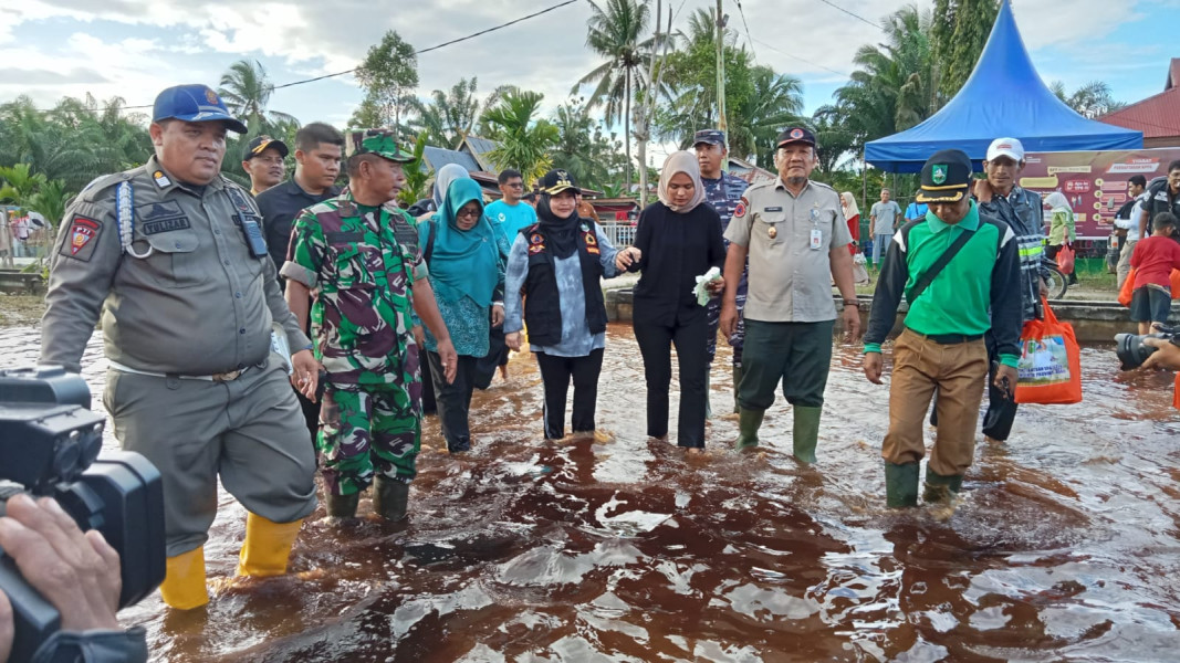 Bupati Kasmarni Tinjau Banjir Di Siak Kecil