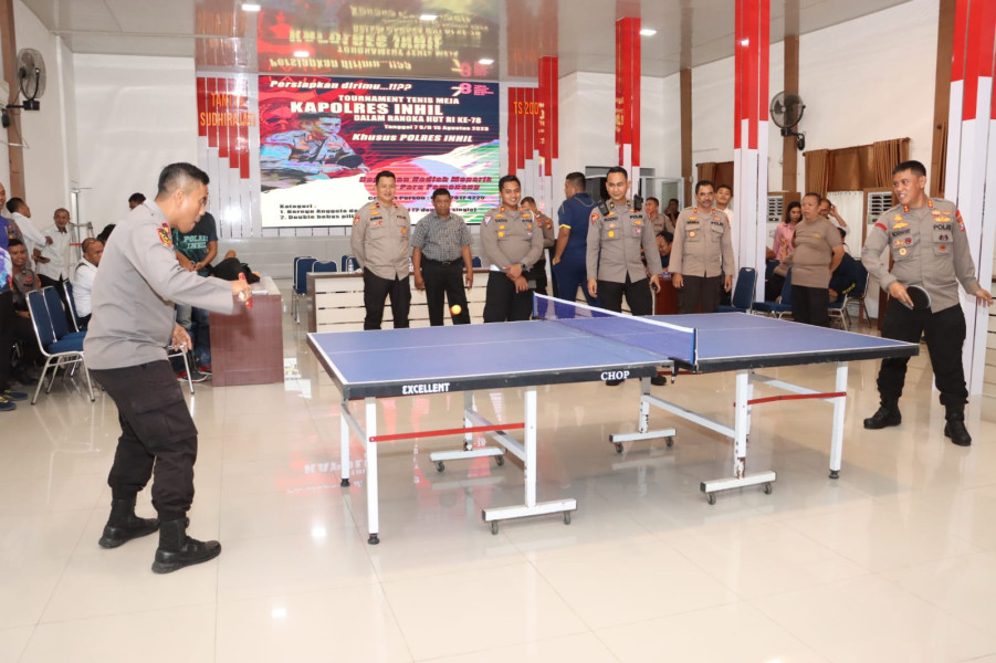 Meriahkan HUT RI, Turnamen Tenis Meja Cup Resmi Dibuka Kapolres Inhil