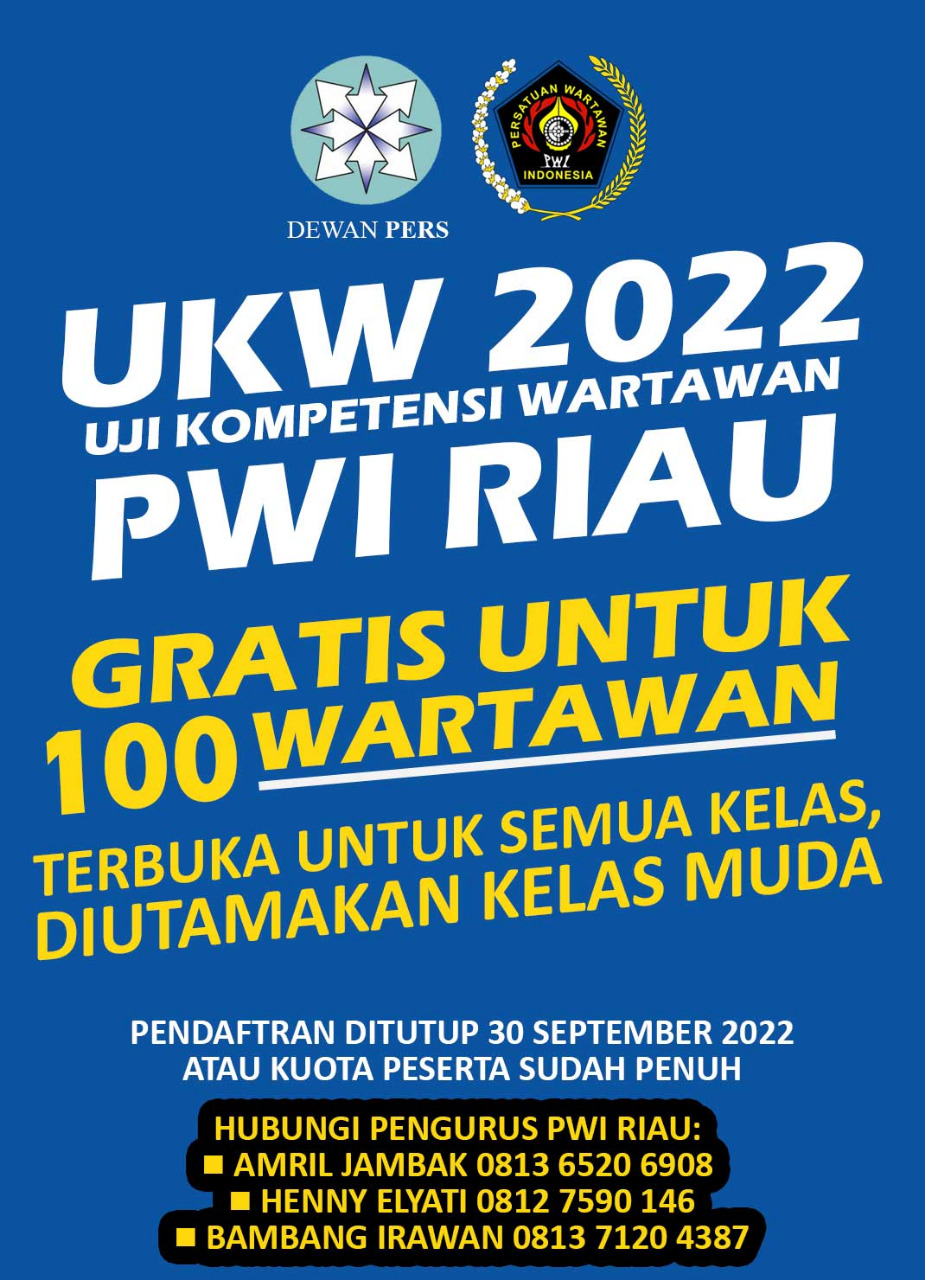 Tahun Ini, PWI Riau Kembali Gelar UKW Gratis Untuk 100 Peserta 