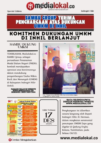 SAMBU Group Terima Penghargaan atas Dukungan UMKM di Inhil