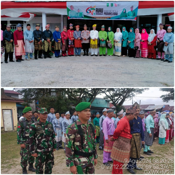 Danramil 03/Tpl Beserta Anggota  Hadiri Upacara HUT Provinsi Riau Ke-67