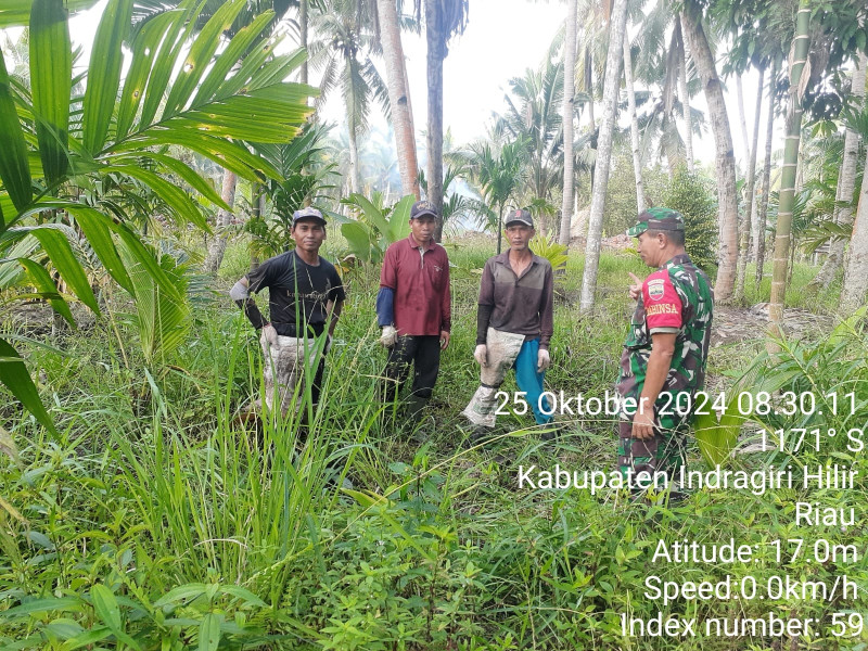 Gelar Patroli, Babinsa Koramil 07/Reteh Cegah Kebakaran Hutan dan Lahan Dengan Warga