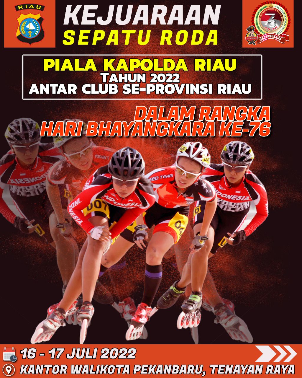 Semarak Hari Bhayangkara Kejuaraan Sepatu Roda Kapolda Riau Berhadiah Emas, 184 Atlet Dipastikan Berpartisipasi