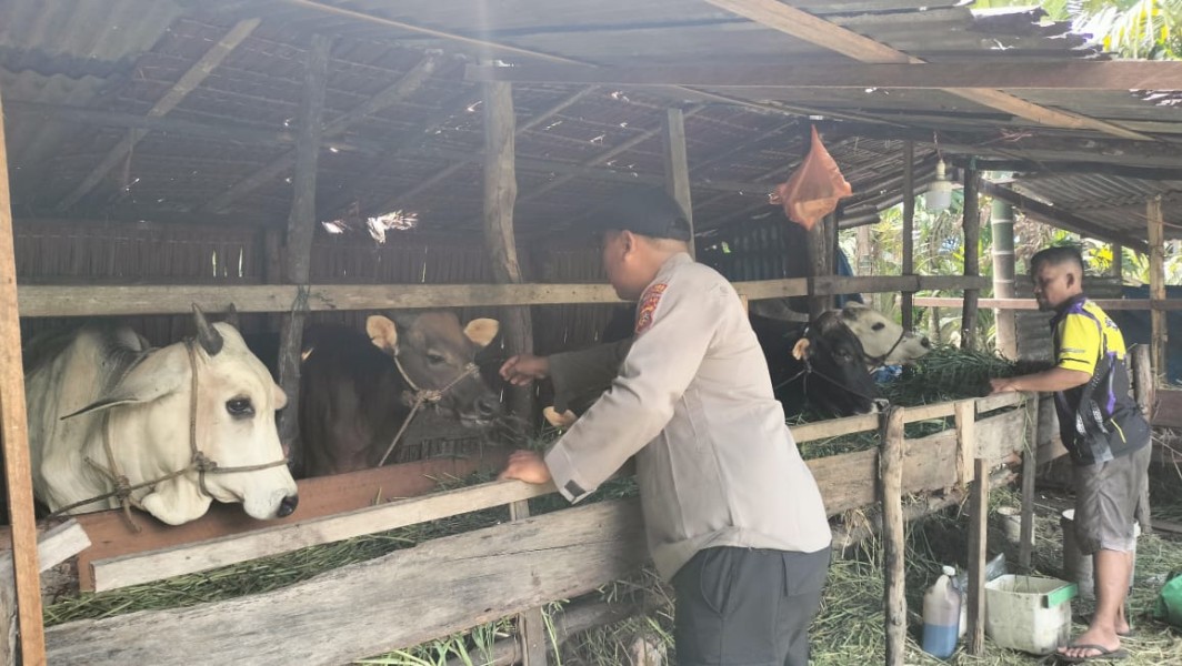 Personil Polsek Gaung Cek Ternak Warga Dukung Ketahanan Pangan