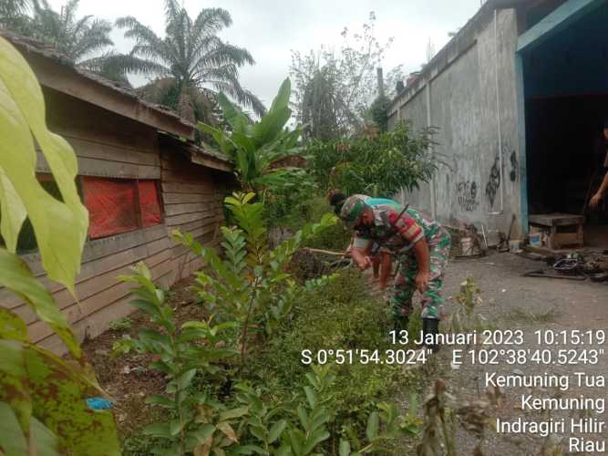 Himbauan Kepada Warga Untuk Lakukan Goro Bersama Babinsa Koramil 09/Kemuning