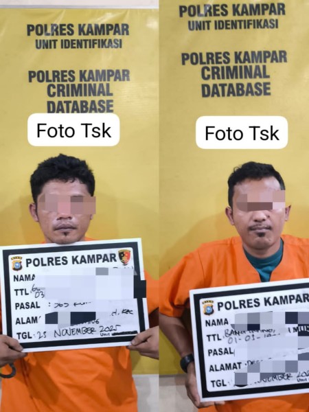 Satreskrim Polres Kampar Tangkap Dua Pelaku Curanmor di Desa Sei Jernih