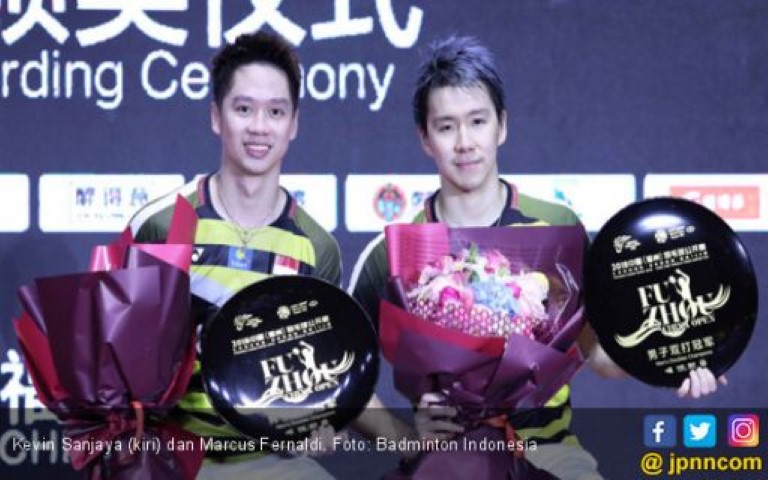 Senyum Marcus / Kevin Setelah Juara Fuzhou China Open 2018