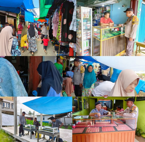 Bhabinkamtibmas Desa Belantaraya Aiptu Edysah Putra Bangun Patroli Rutin Sambang ke Pasar Mingguan