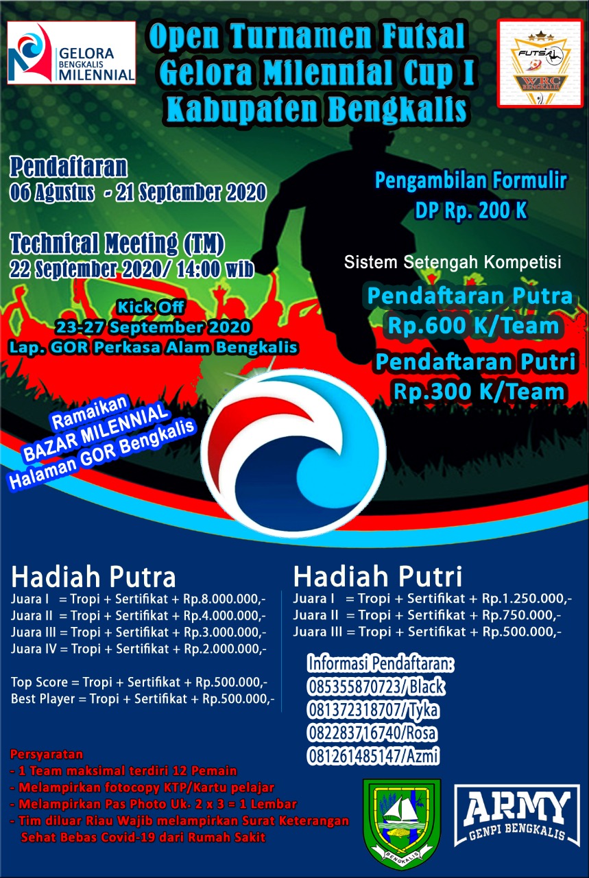 September Mendatang, Gelora Milennial Bengkalis Gelar Open Turnamen Futsal Cup I  September Mendatang, Gelora Milennial Bengkalis Gelar Open Turnamen Futsal Cup I