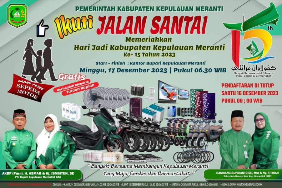 Begini Cara Daftar Jalan Sehat Sempena Hari Jadi Kepulauan Meranti Ke 15