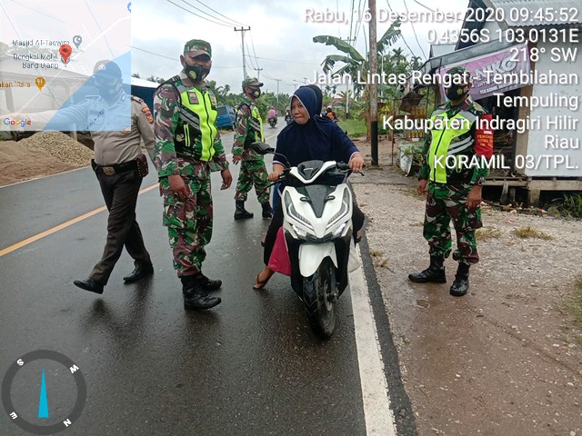 Selain Pasar Tradisional Koramil 03/Tempuling dan Satgas Tegakkan Disiplin Prokes di Jalan Raya