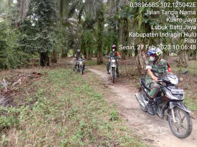 Cegah Dini, Babinsa Koramil 04/PP Laksanakan Patroli Karhutla di Kebun Sawit