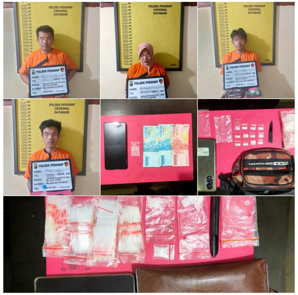 Polsek Peranap Ringkus Tiga Pria dan Satu Wanita Pengedar Sabu
