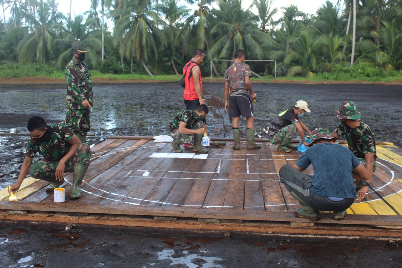 Sambut Kunker Tim Wasev dari Mabes TNI, Satgas TMMD 111 Kodim 0314/Inhil Rampungkan Helypad