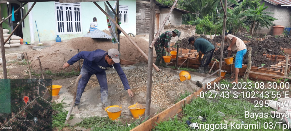 Babinsa 03/Tpl Goro Lanjutkan Pembangunan Rumah Warga Binaan