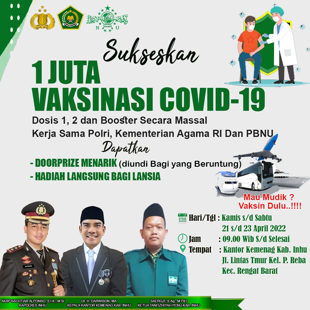Kolaborasi Polri, Kemenag dan PBNU, Program 1 Juta Vaksinasi Dimulai Besok Kolaborasi Polri, Kemenag dan PBNU, Program 1 Juta Vaksinasi Dimulai Besok