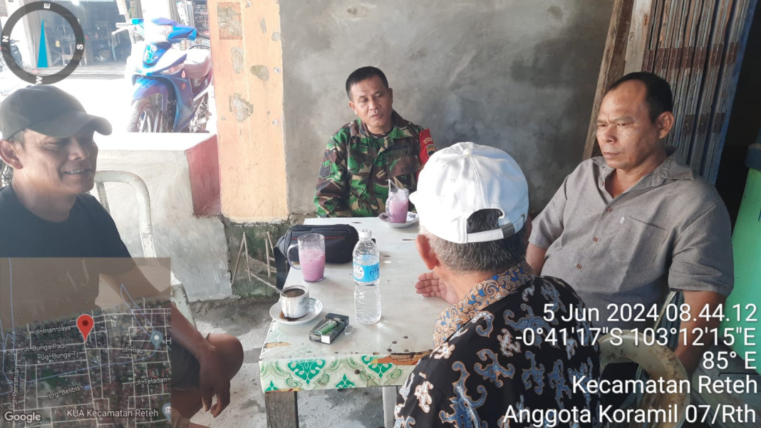Koramil 07/Reteh Rutinkan Kegiatan Komsos Guna Bangun Kerjasama Yang Erat