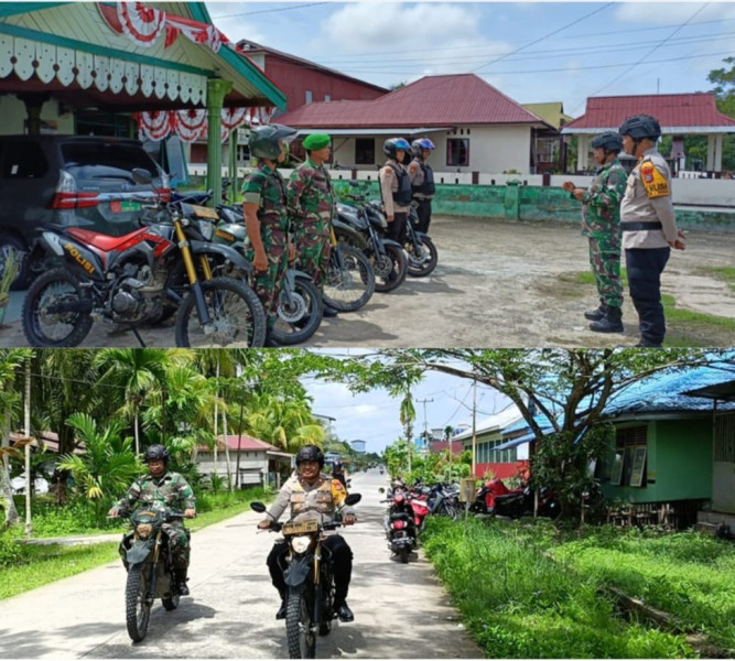 Kompak!!! Danramil 05/Gas bersama Kapolsek Gas Pimpin patroli Sinergitas TNI-POLRI