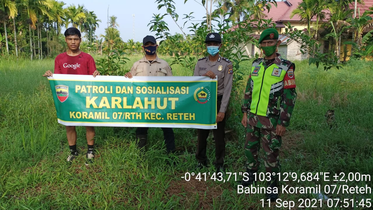 Babinsa 07/Reteh dan Bhabinkamtibmas Gencarkan Patroli  Karhutla di Pulau Kijang