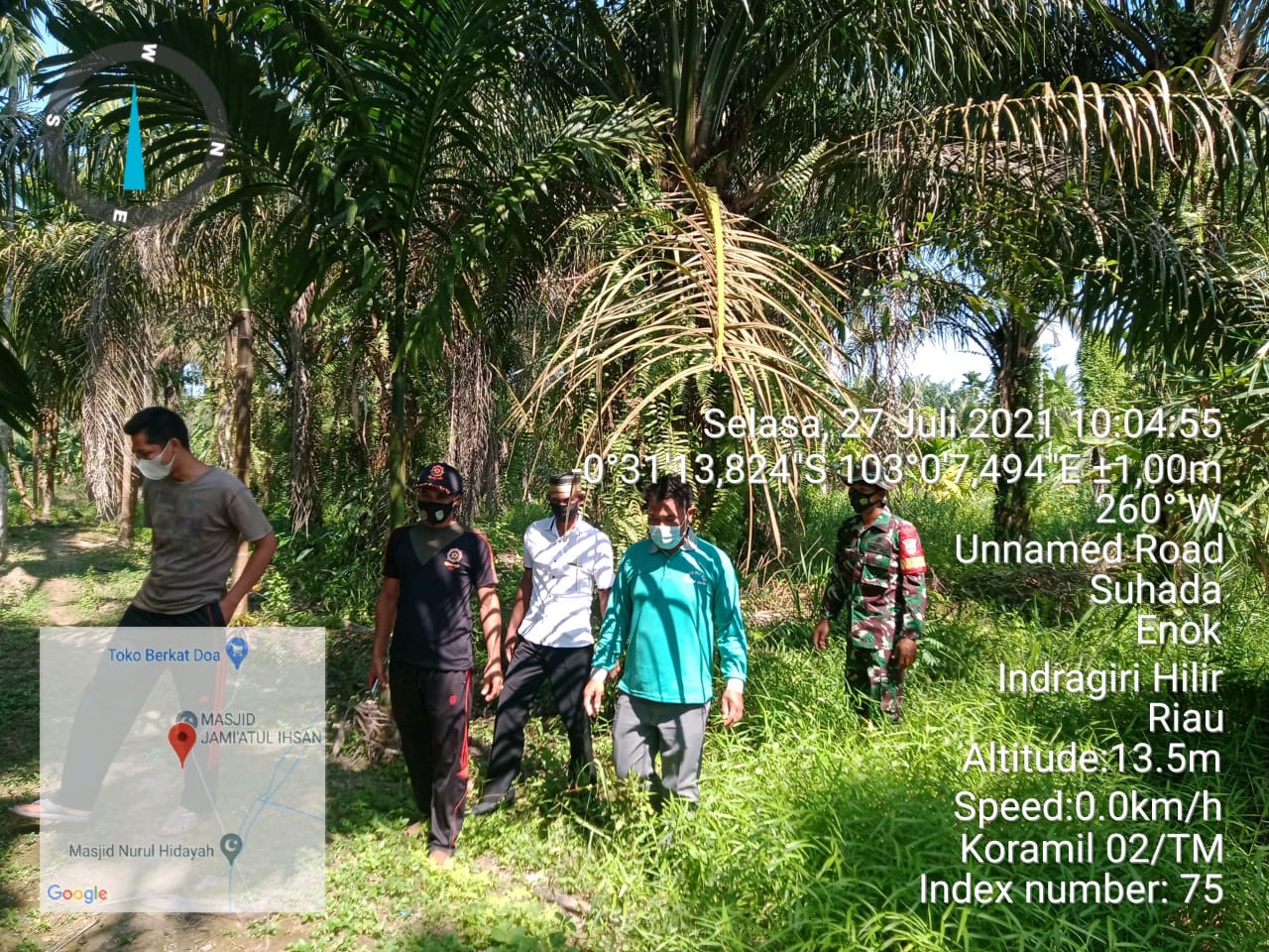 Personil Koramil 02/Tanah Merah Rutin Lakukan Patroli dan Sosialisasi Karhutla di Desa Suhada