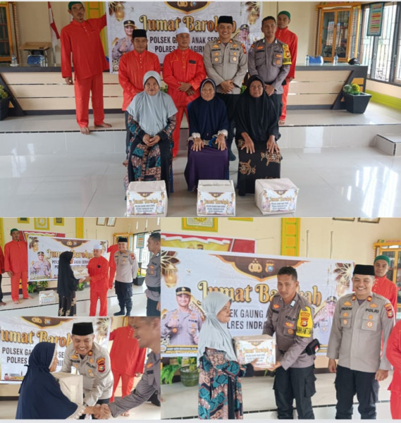 Jum'at  Berkah, Polsek Gaung Anak Serka Berbagi Sembako Kepada Warga