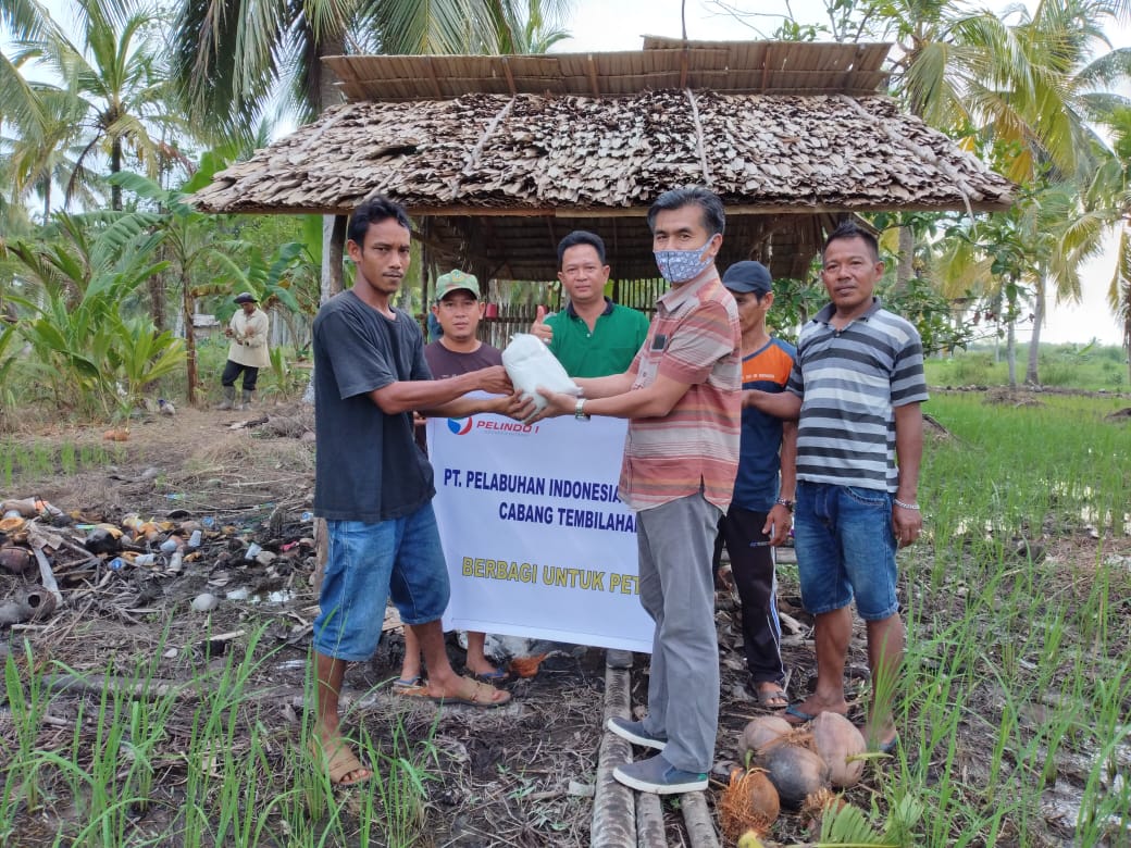 Sebagai Bentuk Kepedulian, Pelindo I Tembilahan Salurkan Bantuan 150 Kg Pupuk untuk Petani
