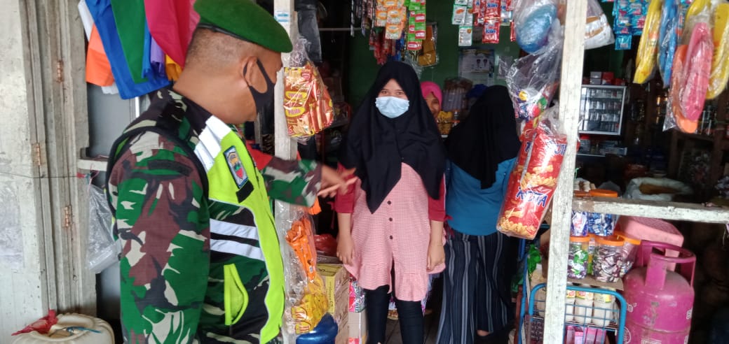 Pasar Sapat Jadi Fokus Penegakkan Protkes Oleh Koramil 04/Kuindra