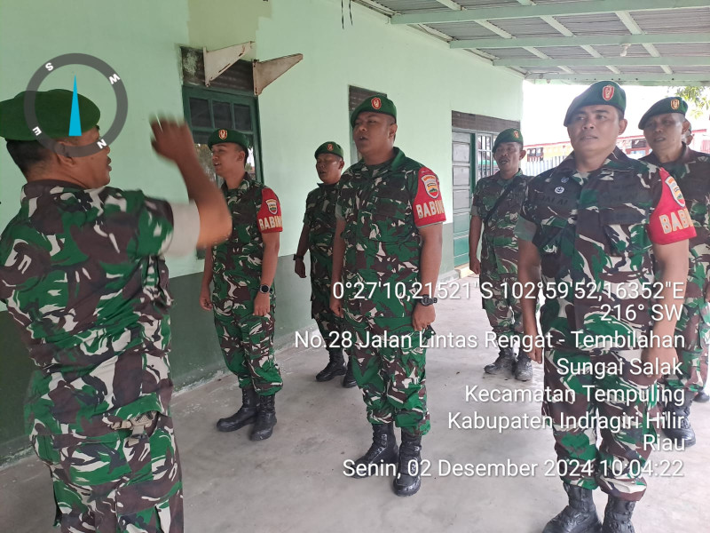 Prajurit Koramil 03/Tpl Jajaran Kodim 0314/Inhil Serentak Nyanyikan Lagu Indonesia Raya Setiap Jam 10 Pagi