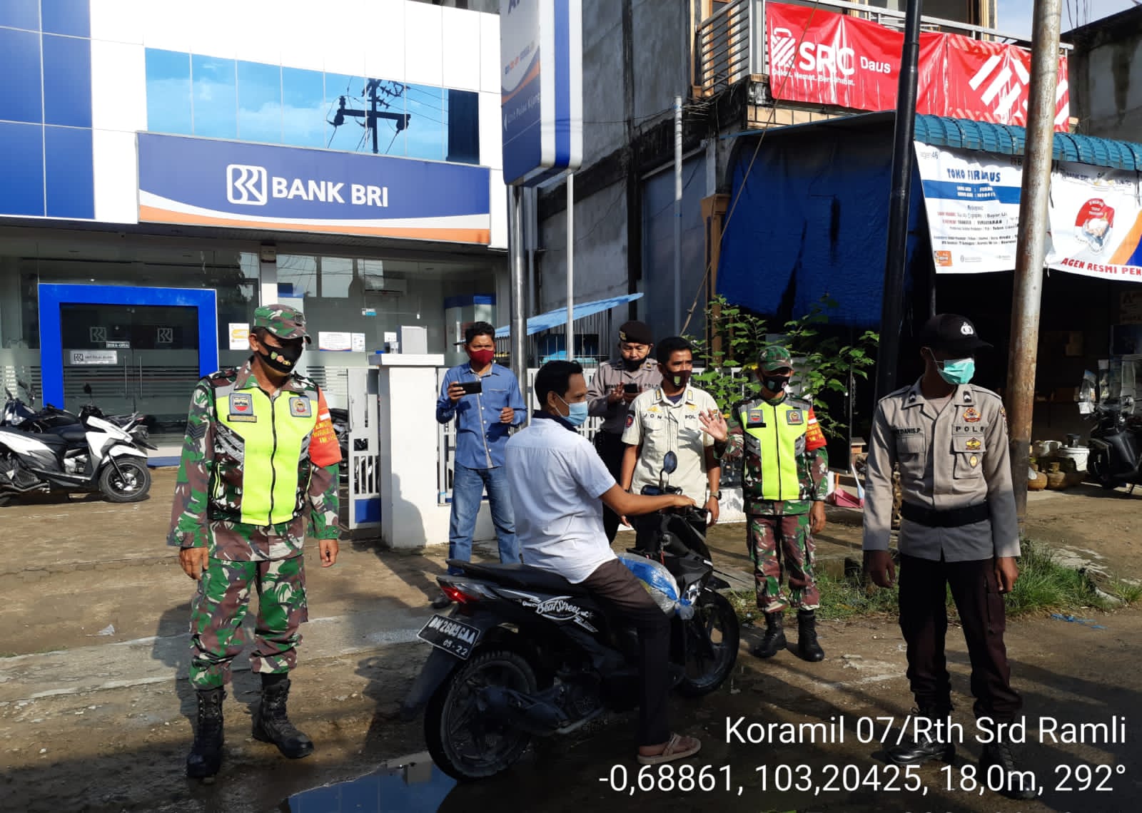 Koramil 07/Reteh Bersama Polsek  Gelar Operasi Yustisi Penegakan Prokes