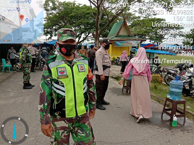 Minimalisir Penyebaran Covid-19, Koramil 03/Tempuling Dan Satgas Rutin Melakukan PDMPK di Pasar Trad