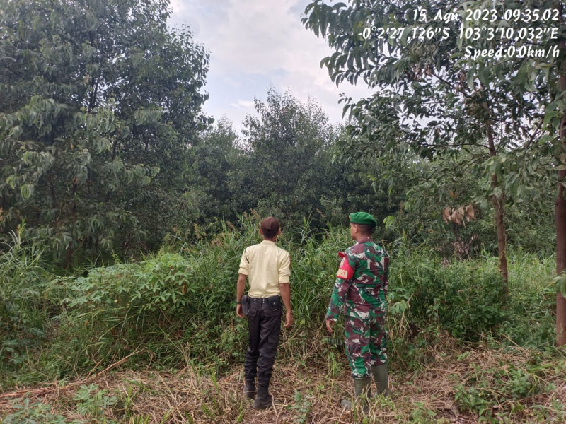 Bhabinsa Koramil 05/Gas Kodim 0314/Inhil Kopda Chandra Manto Gencar Lakukan Patroli Mitigasi Lahan Terbuka di Wilayah Binaan