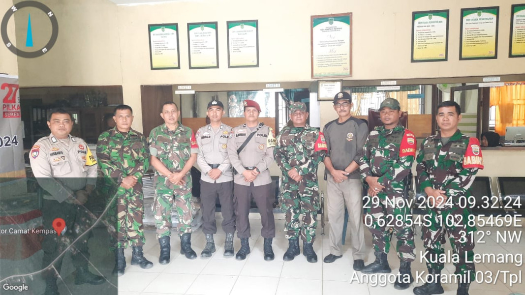 Antisipasi Masalah Perhitungan Suara di PPK, Anggota Koramil 03/Tpl Melakukan Pengamanan Rapat Pleno Rekapitulasi Suara Pilkada 2024