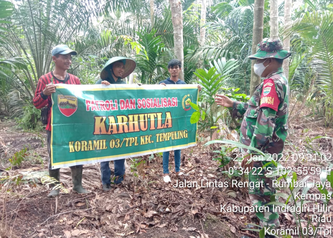 Patroli Serta Sosialisasi Karlahut Rutin di Laksanakan Babinsa Koramil 03/Tempuling