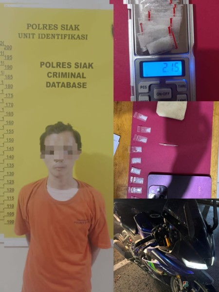 Polres Siak Ringkus Bandar Sabu di Koto Gasib, Sembilan Paket Diamankan