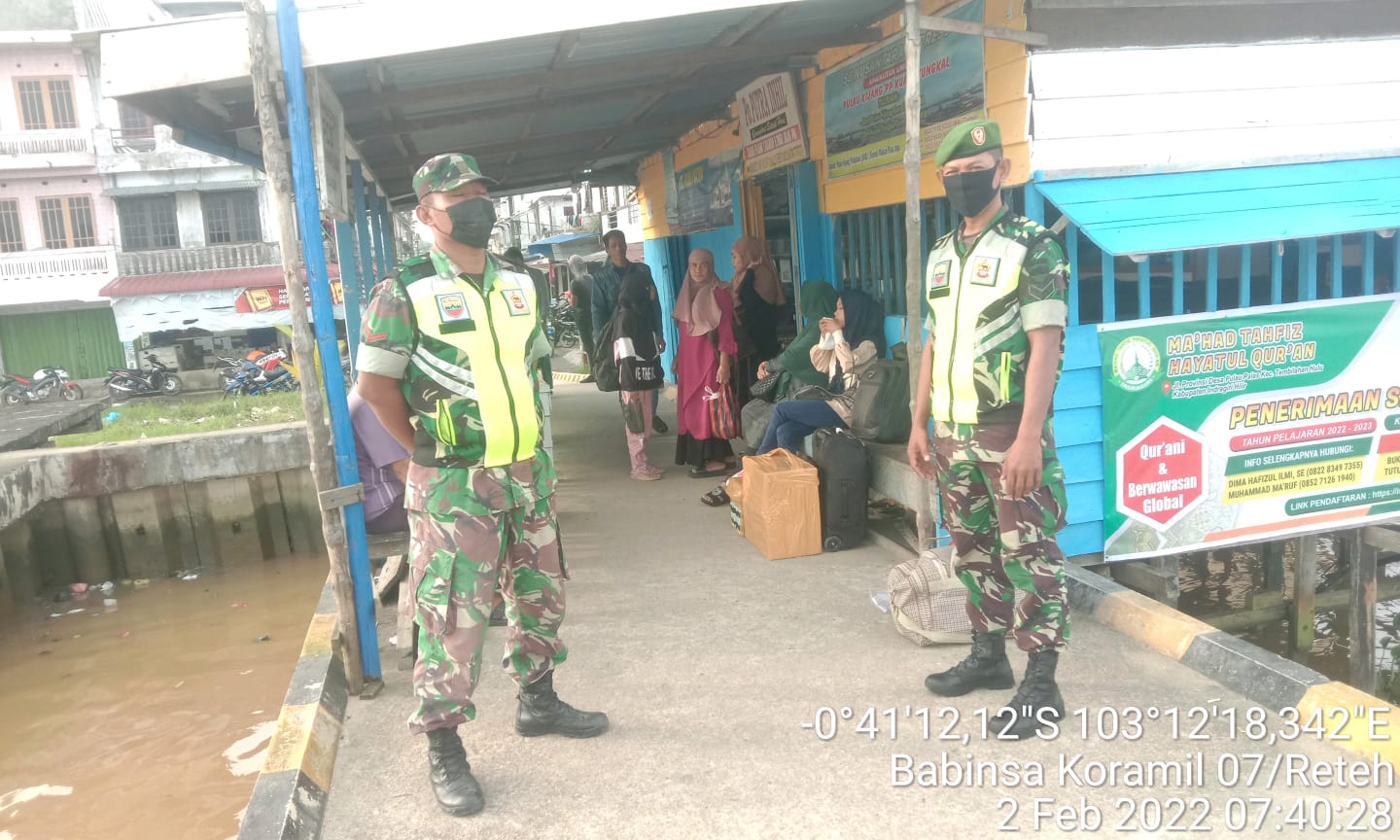 Pelabuhan Rutin Jadi Sasaran Penegakan Protkes Oleh Jajaran Koramil 07/Reteh