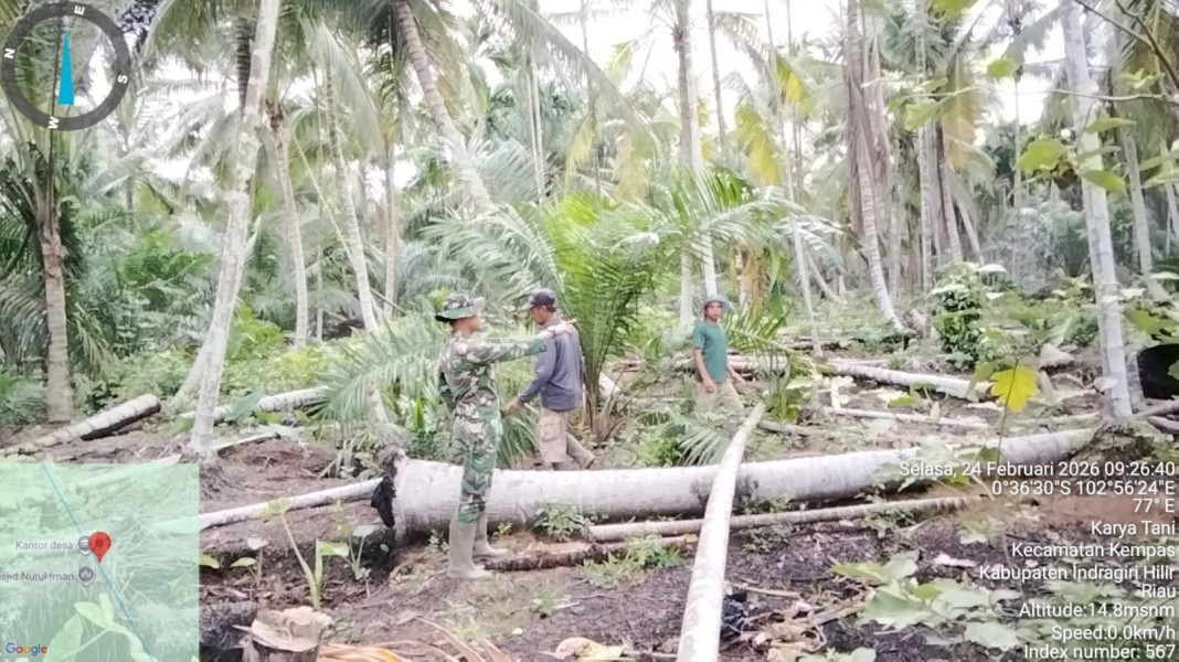 Patroli Tapal Batas Koramil 03/Tpl di Kempas Nihil Karhutla, Aparat dan Warga Perkuat Pengawasan Wilayah
